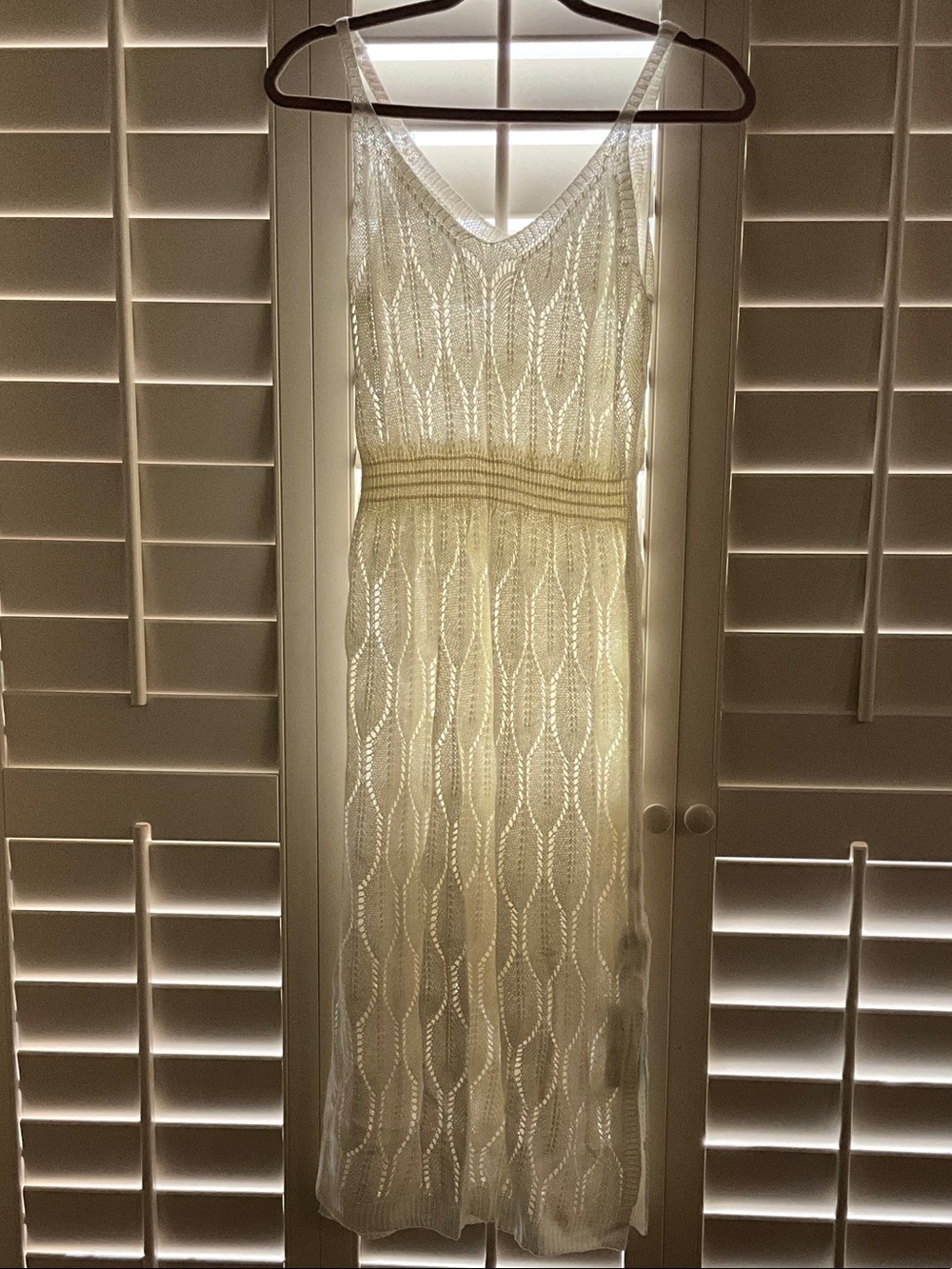 Sleeveless Knit Midi Bathing suit cover-up in Cream